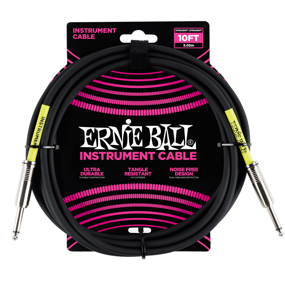 ERNIE BALL 10' STRAIGHT / STRAIGHT INSTRUMENT CABLE - BLACK